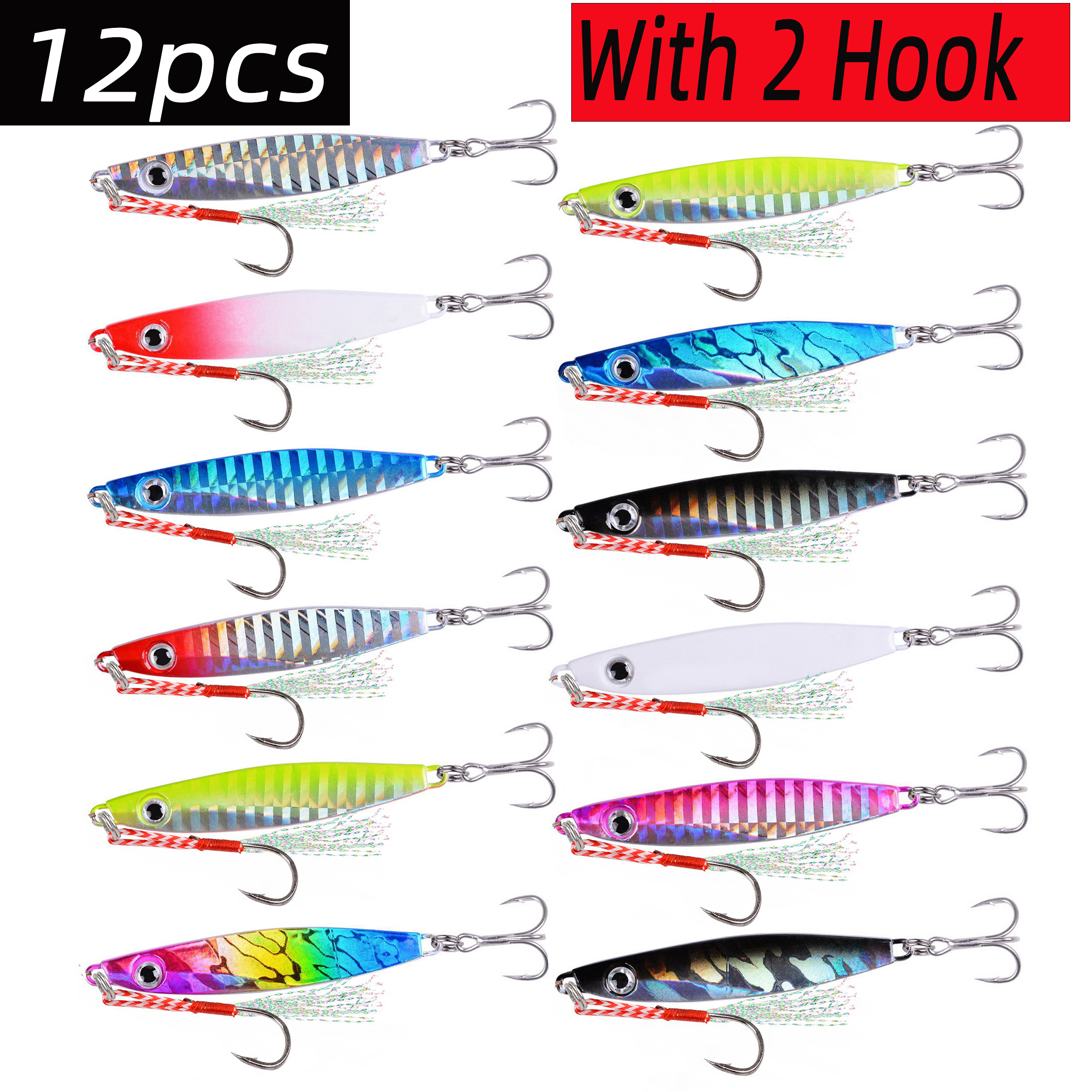 12pcs Fishing Metal Lures Jig  - Fishing Lure Blade Bait บทวิจารณ์และราคา